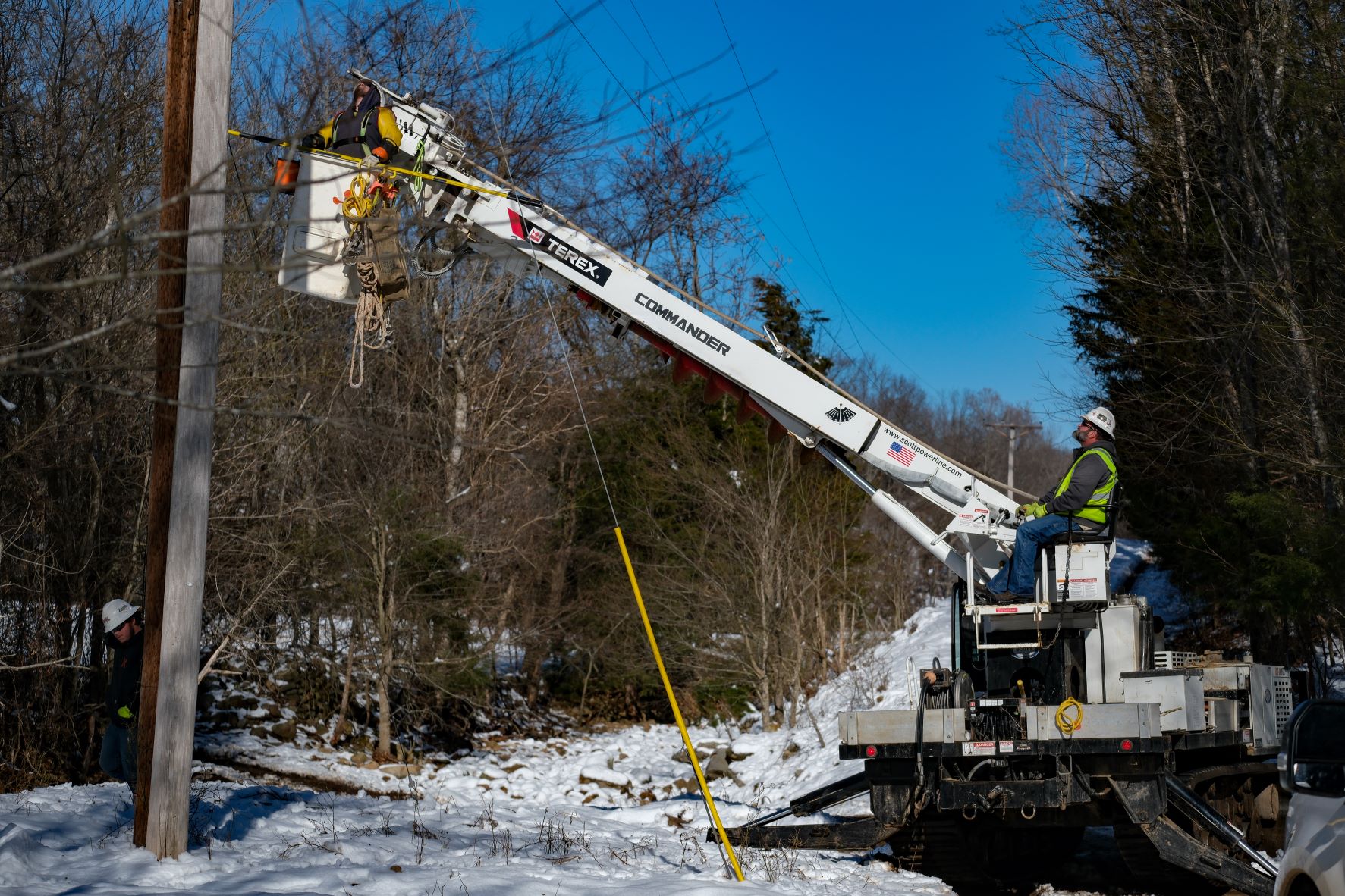 Crews in Mountain View work to restore power from last week's storms. Workers are ready to respond again to any outages caused by this week's weather.